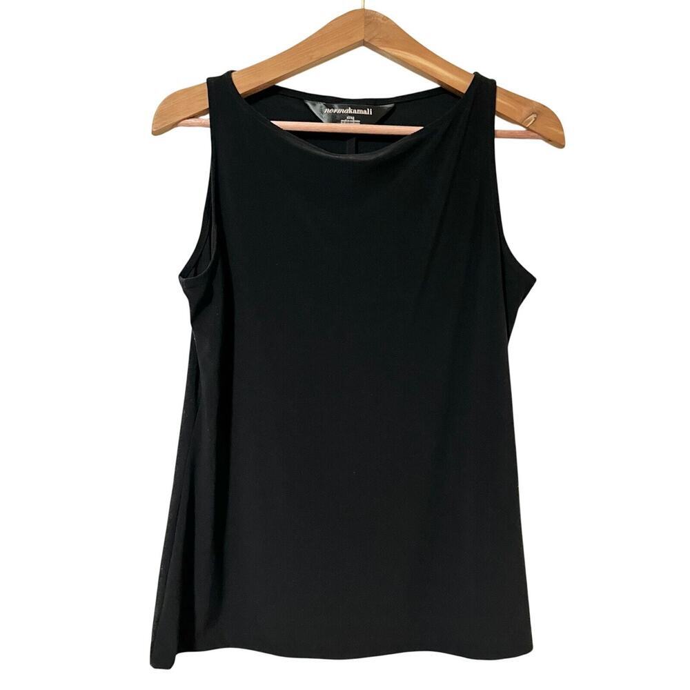 Norma Kamali Cowl Neck Jersey Tank Top Size XL Black Office Corporate Capsule